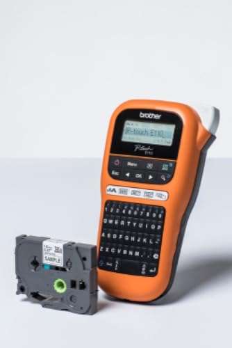Brother PT-E110 Label Maker, P-Touch Electrician Label Printer, Handheld, QWERTY Keyboard, Up to 12mm Labels, Includes 12mm Black on White Tape Cassette 3