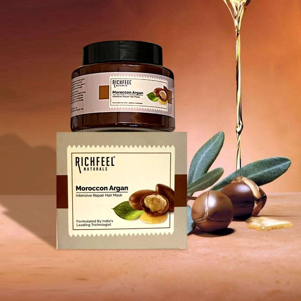 Richfeel Moroccan Argan Hair Mask | Reparative Deep Conditioning | Strengthens Hair |Treats Hair Fall & Damage| 100 g (Pack of 2) 6