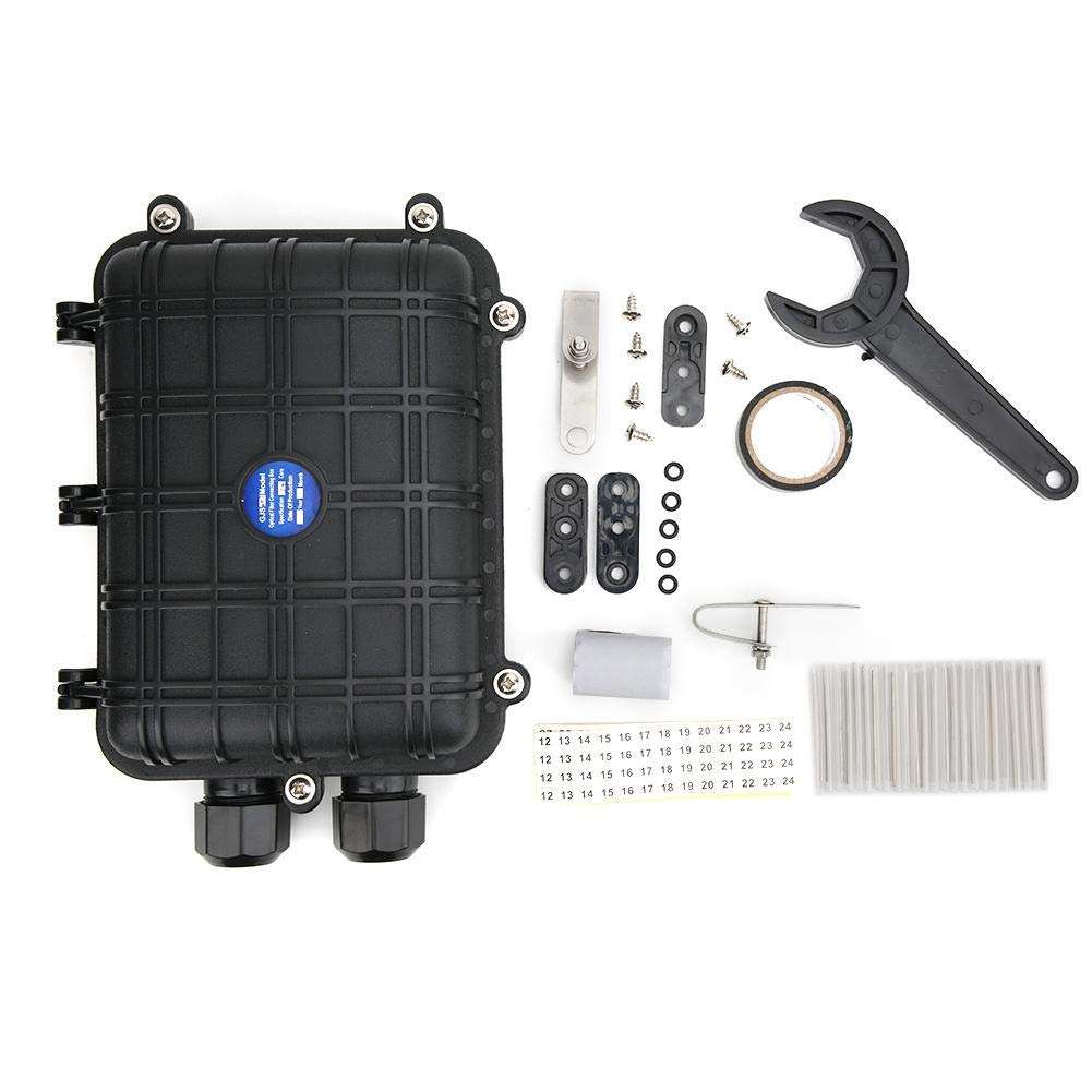 Fiber Termination Box, 1 in 1 Out Horizontal Fiber Optic Splice Enclosure IP68 Fiber Cable Connection Box(24 core)