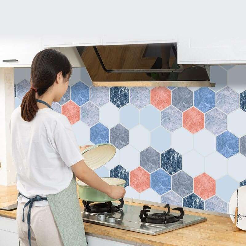 practicalws Paper Counter Top Covers Peel and Stick Wallpaper Waterproof Removable Wall Paper Self Adhesive Film for Kitchen Countertops Cabinet Cupboard [Hexa Pattern] 4