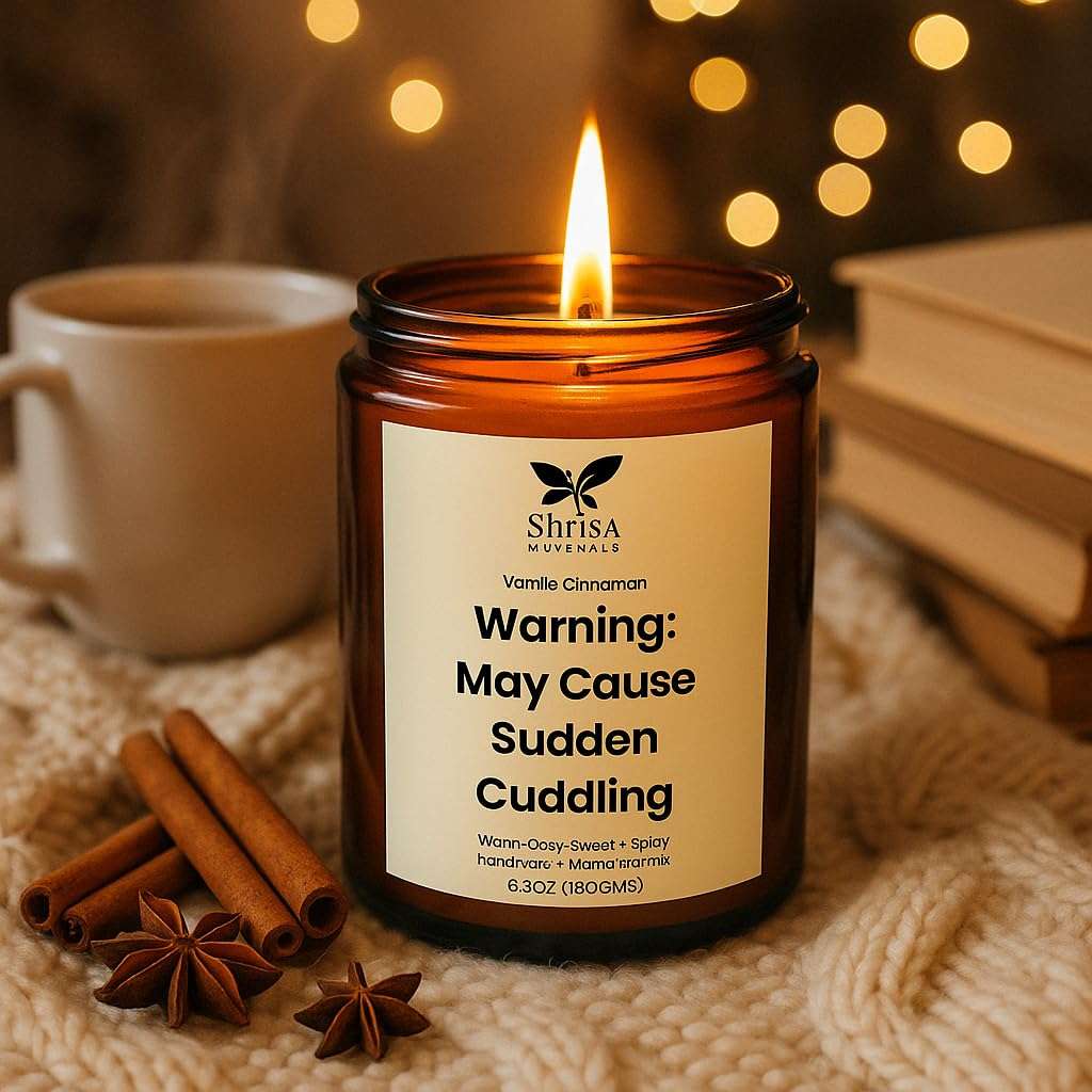 Shrida Naturals Vanilla Cinnamon Soy Candle 100% Natural Soy Wax Jar Candle, Essential Oil Scented Aromatherapy, 180g, 40+ Hour Clean Burn, Warm Home Fragrance, Premium Gift for Bedroom & Living Room 3