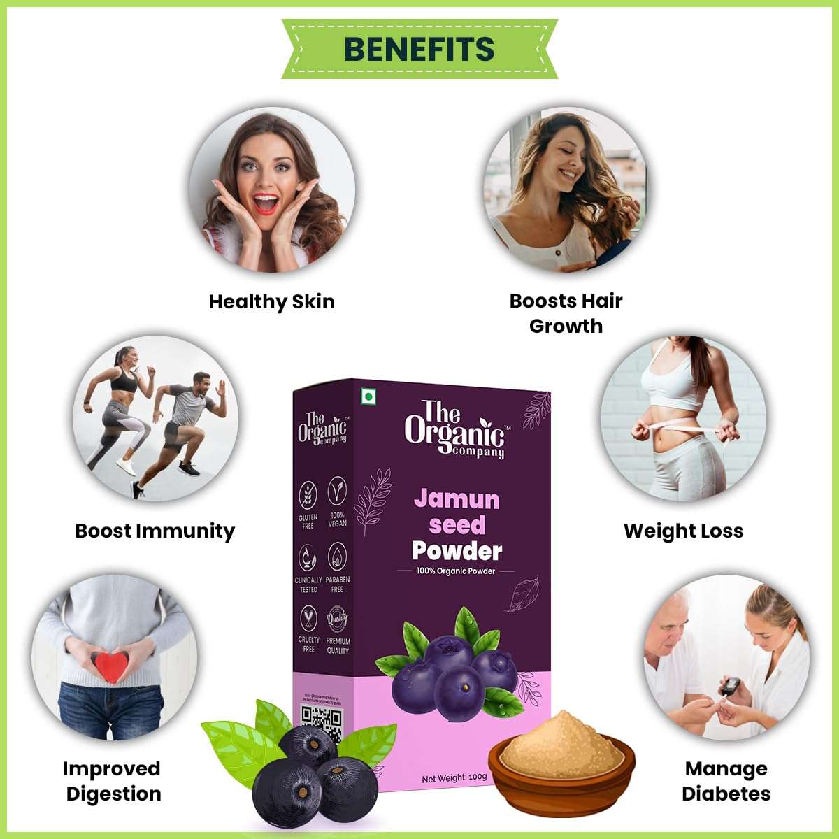 Blackberry Seeds Powder | Jamun Seeds | Java Plum | Jamun Berries For Skin Care(Face Mask, Evens Skin Tone), Heart, Diabetes, Weight Loss and Immunity Booster, Good for Diabetes Control 4