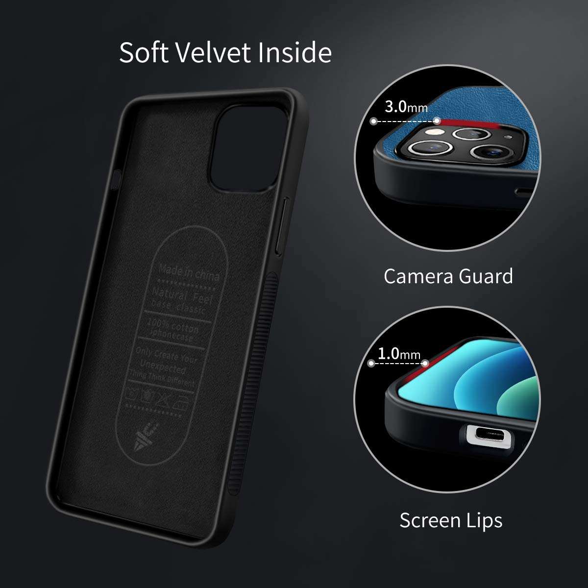 Neeliup Compatible with iPhone 12/12 Pro Magnetic Case, [Invisible Metal Plate Support Magnetic Car Mount][Premium PU Leather] Soft Silicone Bumper Ultra Slim Shockproof 6.1" Cover-Sky Blue 5