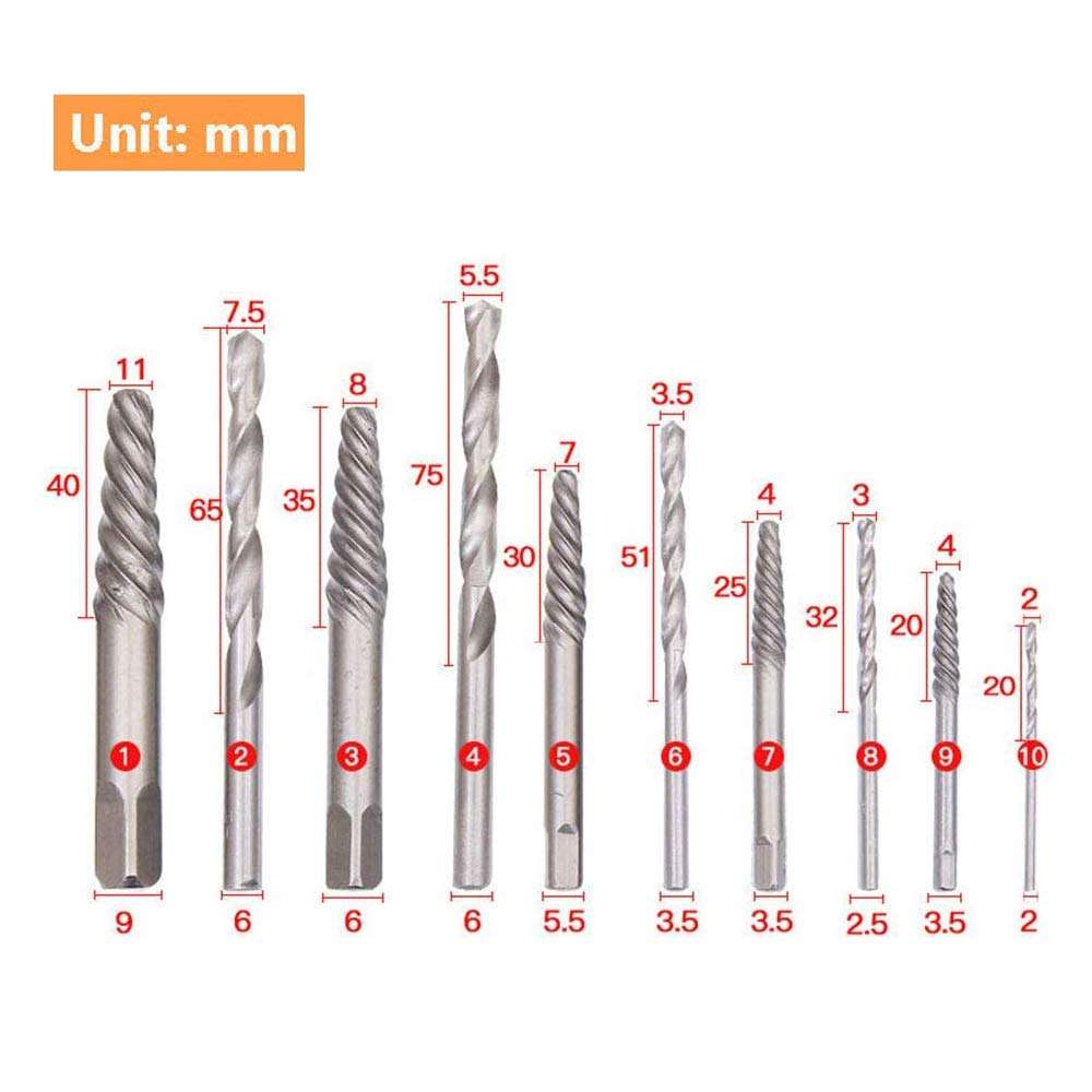 Lockwish 11 PCS Screw Extractor Tool Kit Set, Remove Broken Bolt Fastener,Use by Manually or with a Hammer or Electric Drill 2