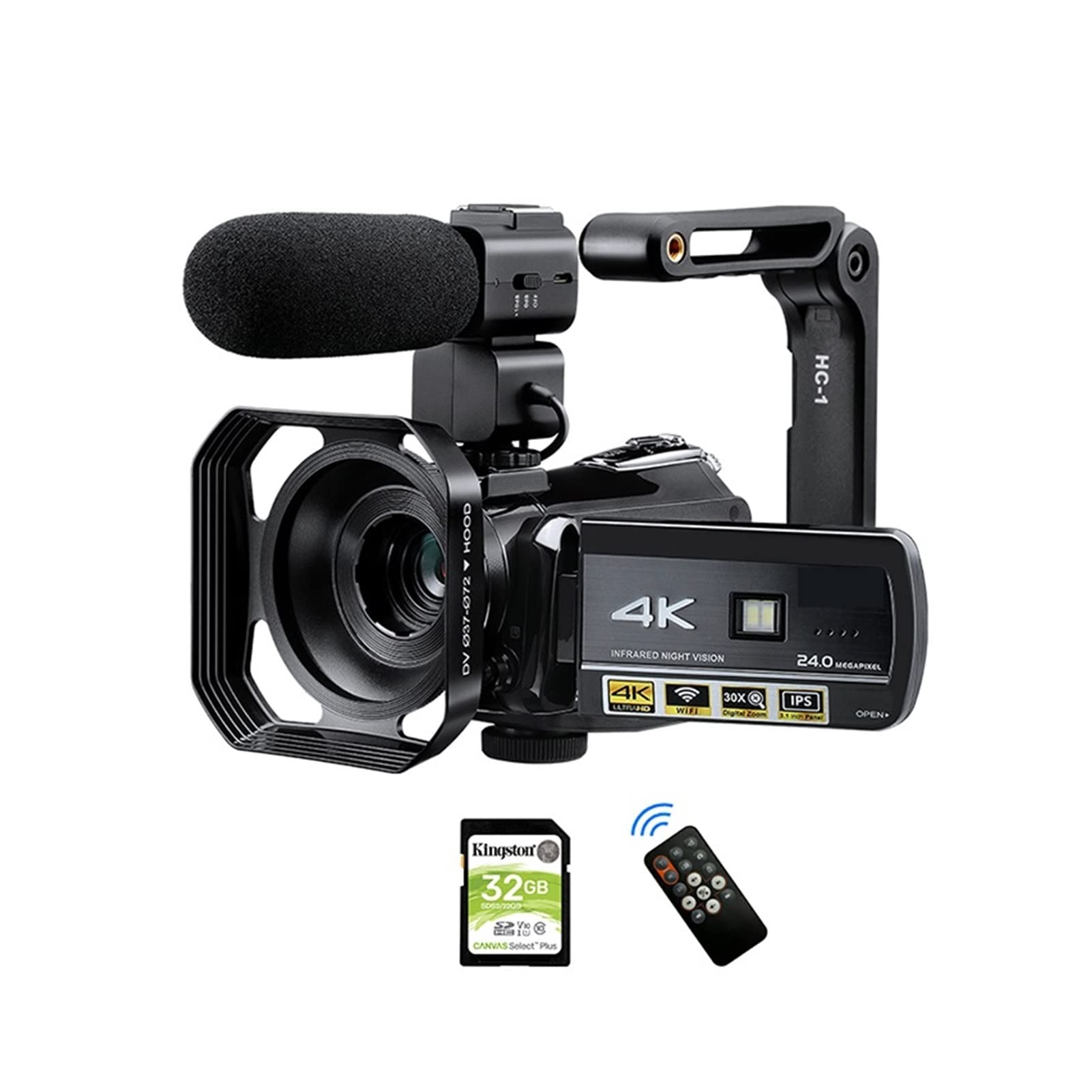 PACUM AC3 Video Camera Camcorder Vlog Camera 4K 24fps 30X Digital Zoom IR Night Vision Professional Digital Vlogging Camera, As Photo, 1005003250192773 1