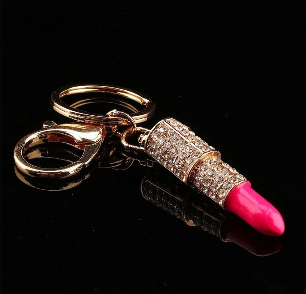 QTMY Cute Mini Lipstick Keychain for Women,Keyring Bag Charm Pendant for Girl Woman Lady 5