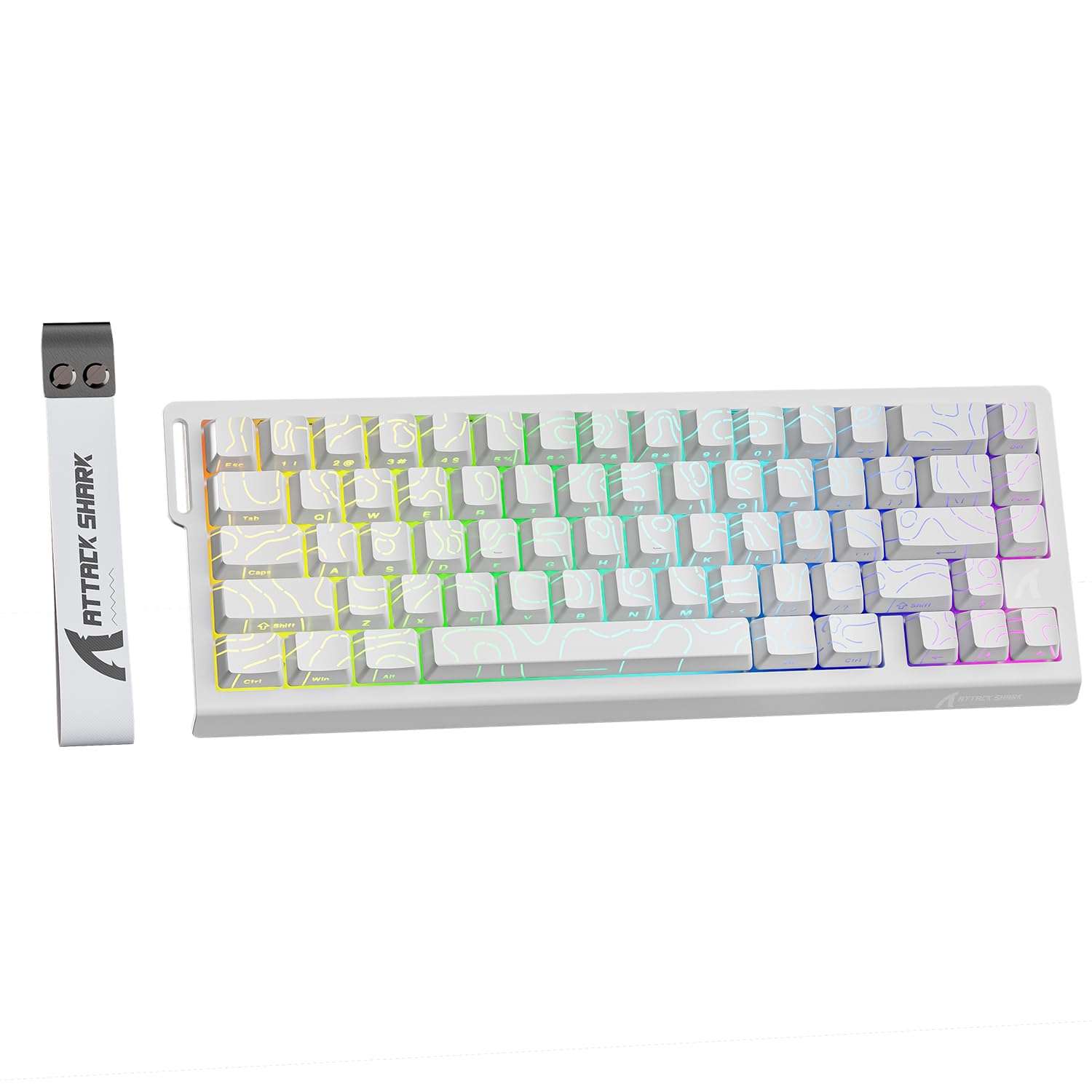 ATTACK SHARK X68 HE 8000Hz Rapid Trigger Keyboard, 0.01mm RT Accuracy Wired Gaming Keyboard with Magnetic Switch, Adjustable Actuation, Rapid Trigger, Snap Tap, RGB Lighting for PC/Mac, White Contours 1