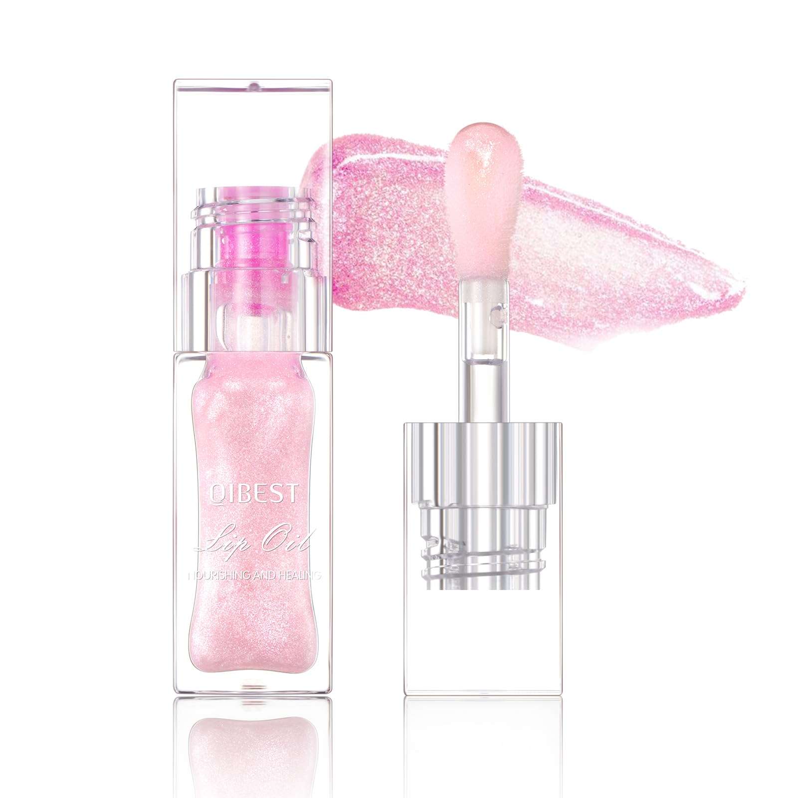 BANGFENG Magic Color Changing Moisturizing Lip Glow Oil Plumping Glimmer Glow Lipstick, Hydrating Lip Gloss Lip Balm Transparent Lip Care, Long Lasting Moisturizing Non-sticky Fresh Texture Lip Oil 1