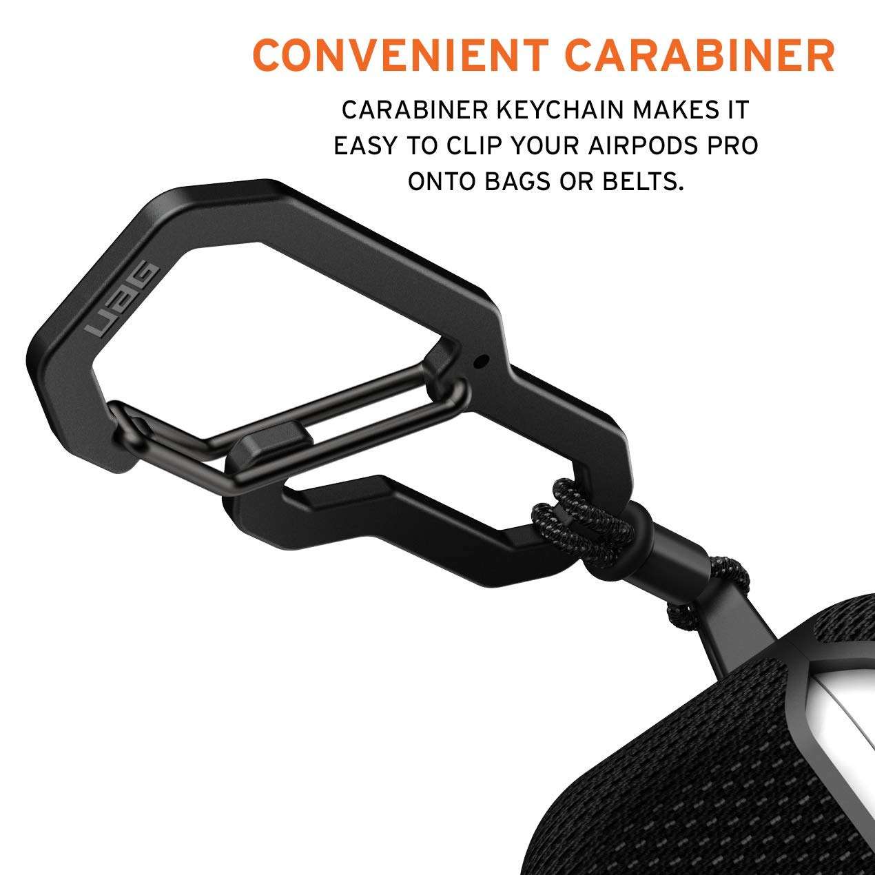 URBAN ARMOR GEAR UAG Compatible with AirPod Pro Case FIBR ARMR Metropolis Black Full Body Rugged Protective Abrasion Resistant with Carabiner 6