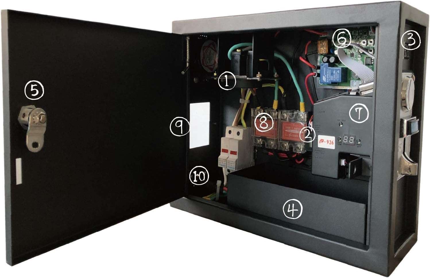 Sintron ST-003 Coin Operated Timer Control Box with NEMA 14-30R Receptacle 4 Prong 220V for US & CA Dryer Power Plug 3 Pole 3 Wire, Use for Vending Machine, Gaming & Washing Machines, Massage Chairs 6