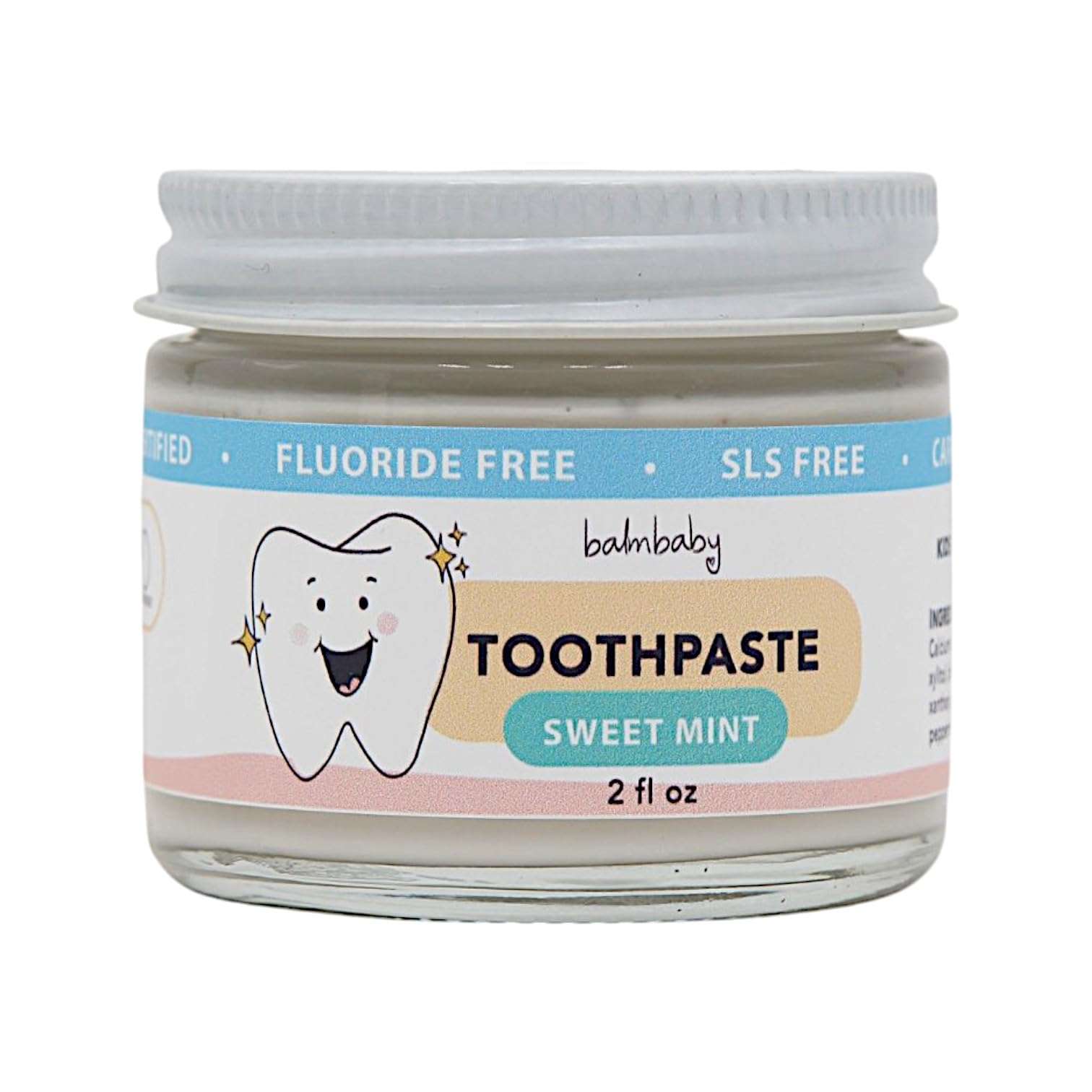 BALM! Baby Kids All Natural Fluoride Free Toothpaste with Xylitol, SLS Free, Vegan, Gluten Free, BPA Free, Zero Waste, Mint, 2 fl oz 1
