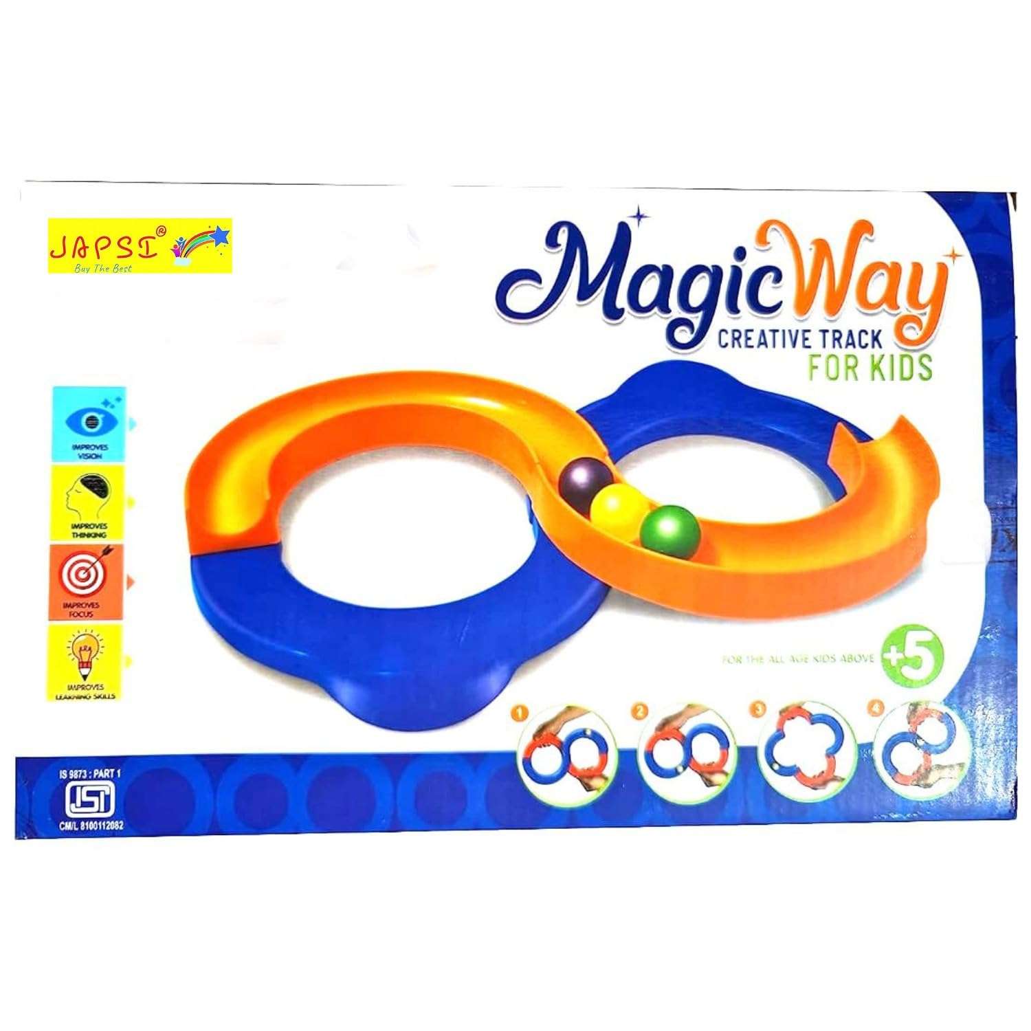 JAPSI 8 Shape Infinite Loop Balancing Track Toy | Creative Track with 3 Bouncing Balls for Kids | Best Hand-Eye & Brain Coordination Developing Game | Indoor Games for Kids | Multicolor