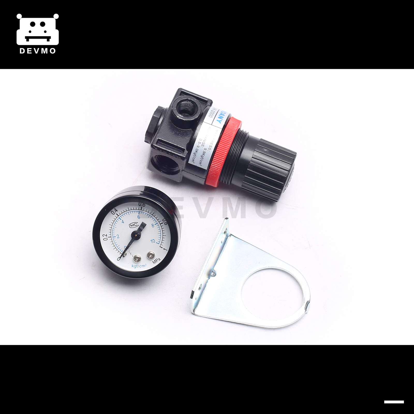 DEVMO Air Control Compressor Pressure Gauge Relief Regulating Regulator Valve AR2000 Aluminum Alloy with Gauge 2