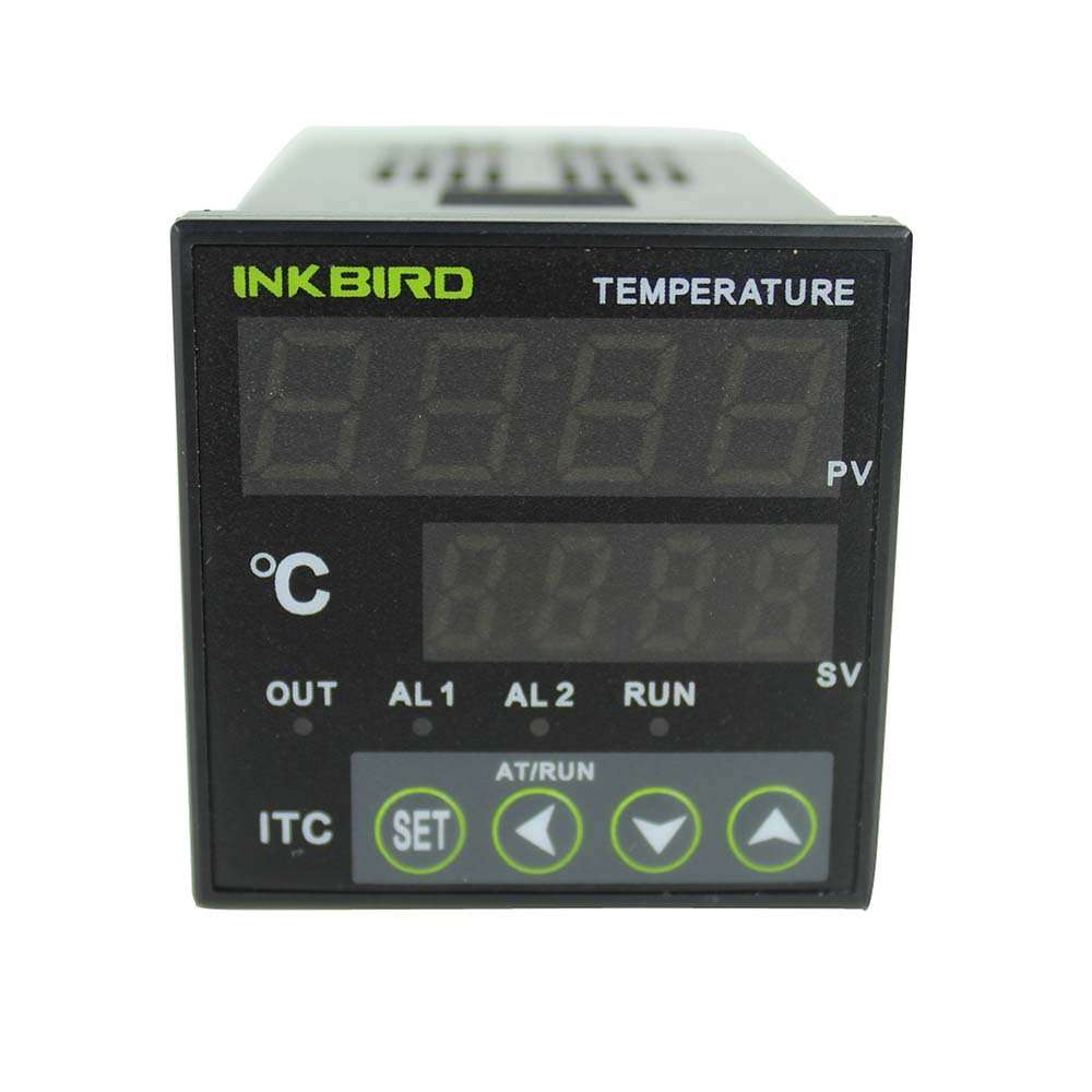 Inkbird AC 100 to 220V ITC-100VH Outlet Digital PID Thermostat Temperature Controller 40DA SSR White Heat Sink K Thermocouple 2