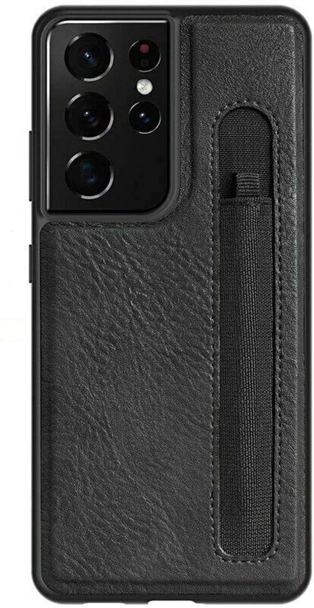 seeyoung Case for Samsung S21 Ultra Leather Cover with Stylus S-Pen Socket Slot,Slim PU Leather Cover Case,Elegant Leather Phone Case Business Shockproof Protective Back Cover (Black) 1
