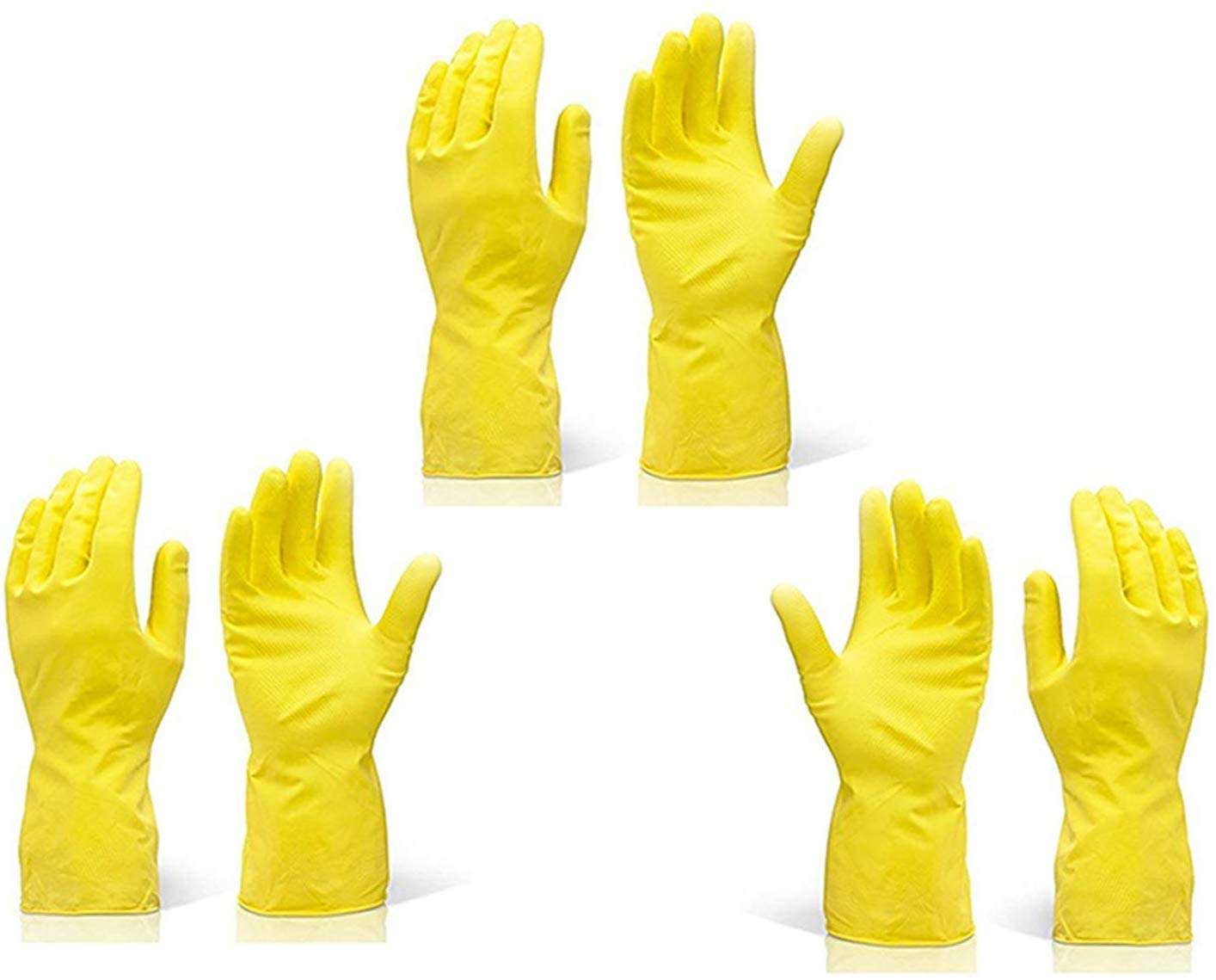 shree sai Reusable Rubber Hand Gloves for Cleaning (Colour May Vary) - Pack of 3 1