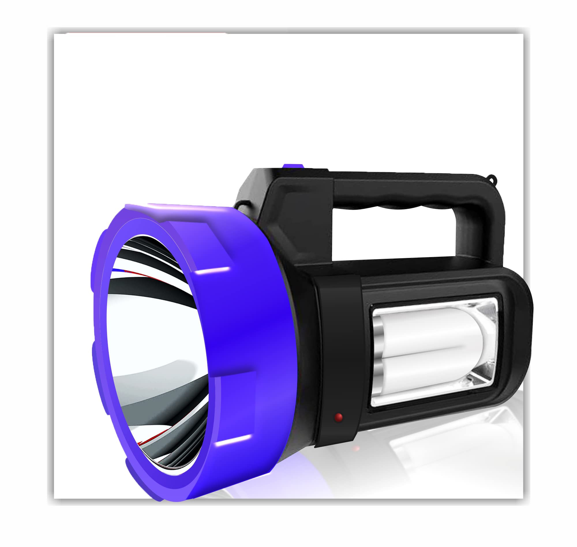 D-tone® ABS 125W Torch Lights Rechargeable Cum Lantern 4-in-1 with 3500mAh Battery, Long Range LED, Side Light, Lantern, Blinker Multicolor Torch