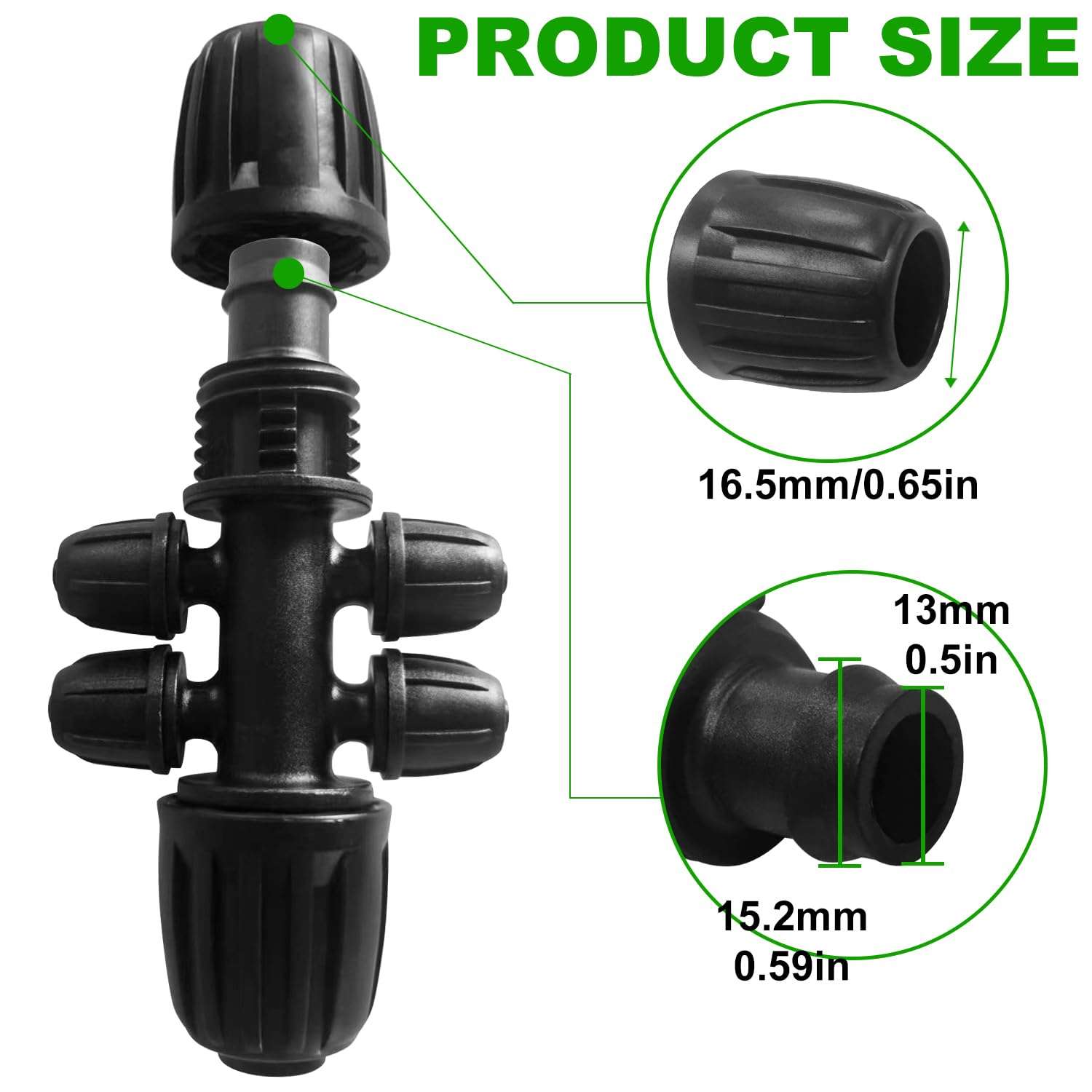 20 Pcs 1/2 Inch to1/4 Inch Drip Irrigation Tubing Fittings,Irrigation hose Connectors,Lock Barbed Tee 6 Way for Lawn Plant Garden Watering System,Drip Irrigation System (1/2'' ID x 0.60''-0.63'' OD) 5