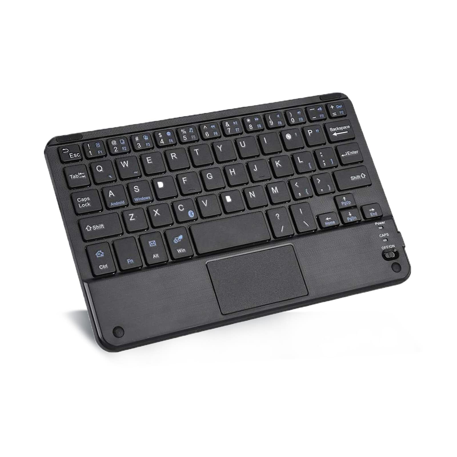 Yoidesu 7 Inch Keyboard with Touchpad, Mini Bluetooth Touchpad Keyboard, Ultra-Slim Keypad for Tablets, Smartphones, Laptops, Desktop, Computers - Automatic Sleep Design