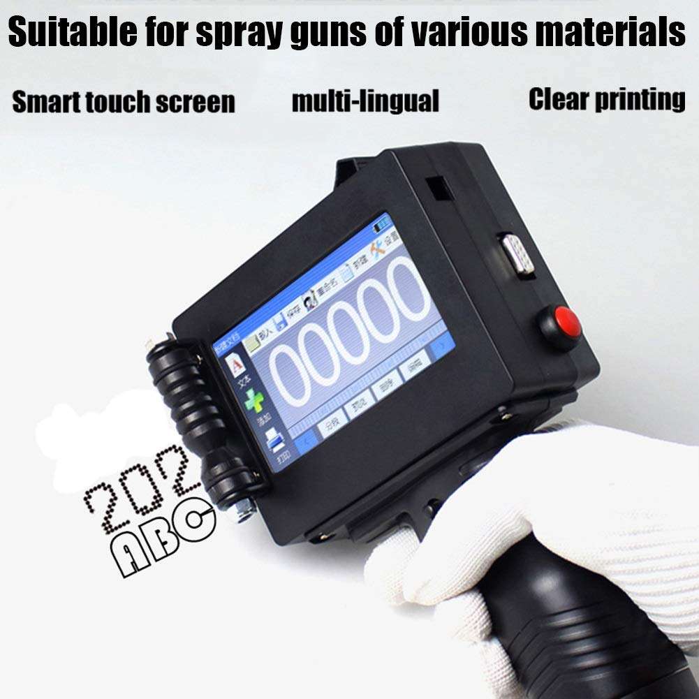 MX3S Portable Printers Labelling Gun, Handheld Inkjet Code Printer HD, Printing Trademark Logo Barcode Graphic Date Price Label Making Machine (Color : A) 2