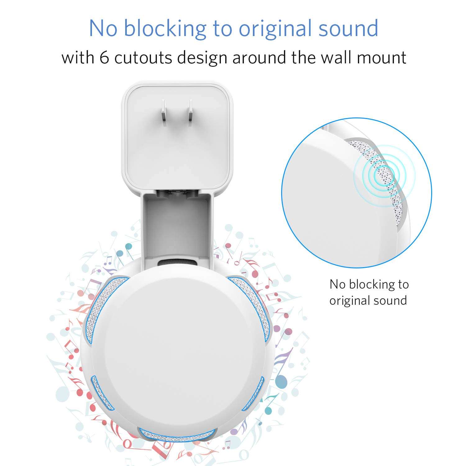 Frienda Outlet Wall Mount Hanger Holder Stand for Dot 3rd Generation Smart Home Voice Assistants, No Messy Wires or Screws-Compact Bracket Case Plug in Bedroom, Kitchen, Bathroom (White) 4