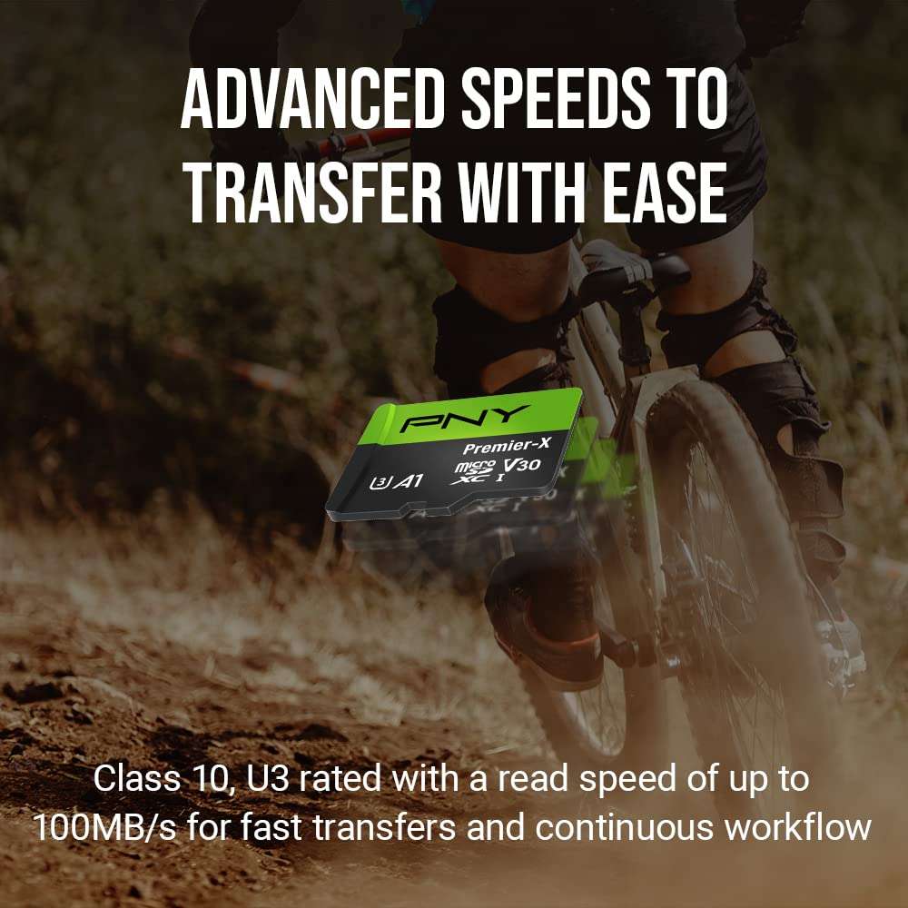 PNY 128GB Premier microSDXC Class 10 U3 V30 A1 Memory Card 2-Pack - 100MB/s, 4K UHD, Full HD, UHS-I & PNY 256GB Premier-X Class 10 U3 V30 microSDXC Flash Memory Card - 100MB/s, 10, U3, V30, A1, 4K UHD 3
