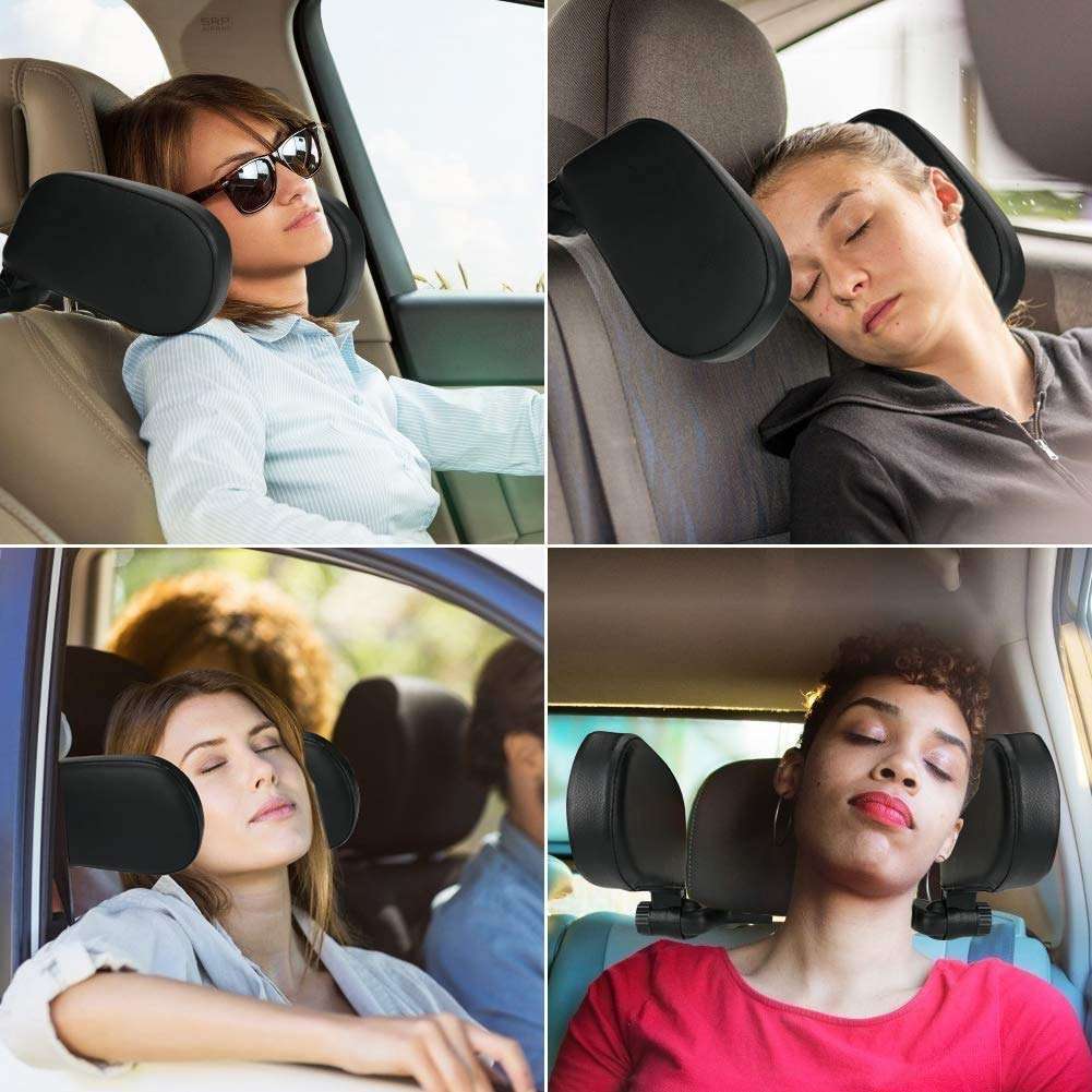 Dravizon Car Seat Headrest Pillow, Head Neck Support Detachable, Premium Seat Head Pillow,180 Degree Adjustable Both Sides Travel Sleeping Cushion for Kids Adults (Black) 5