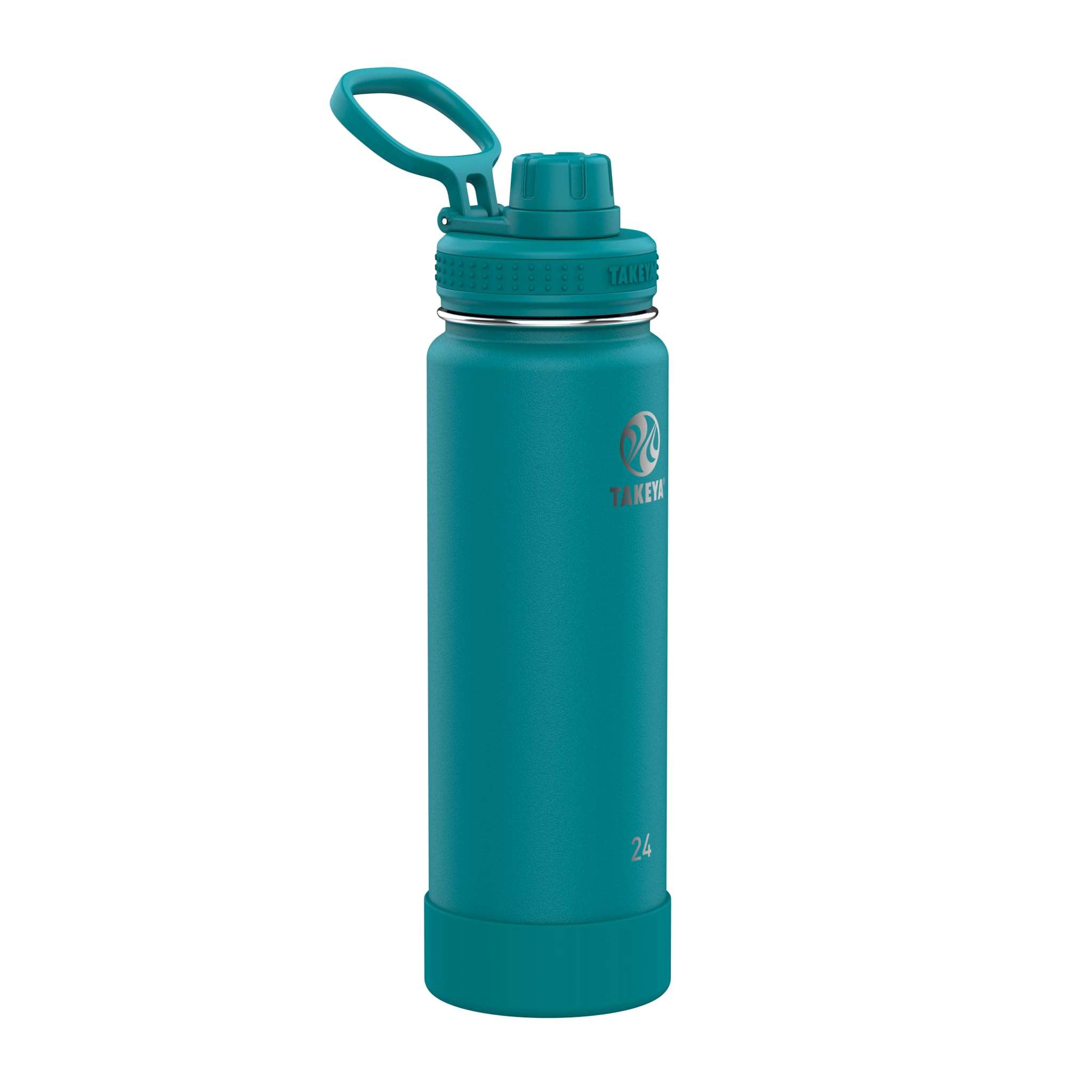 Takeya Actives 24oz Vacuum Insulated Stainless Steel Water Bottles with Spout Lid, Midnight & Mystic Blue 5