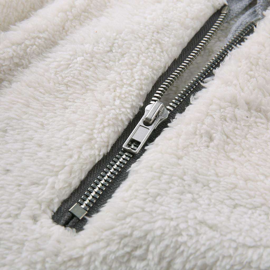 Womens Sweatshirts Fall Fleece Jackets Long Sleeves Shaggy Sherpa Pullover Winter Coats with 1/4 Zipper( Grey, 3X-Large ) 4