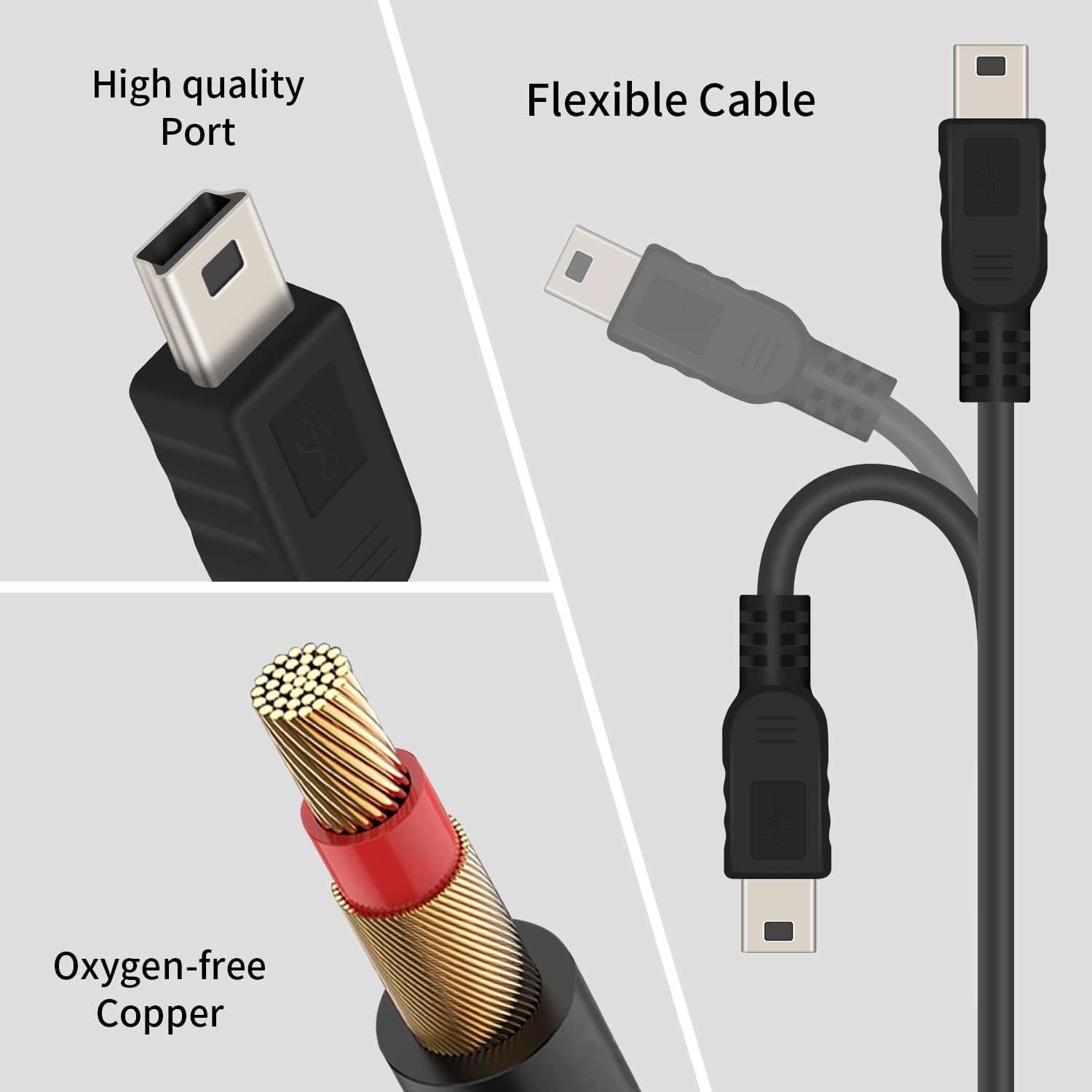 Duttek Right Angled 90 Degree 3-Pole 3.5mm DC Male AUX Audio Jack to Mini USB Male Microphone Adapter Cable-0.3m/Black 5