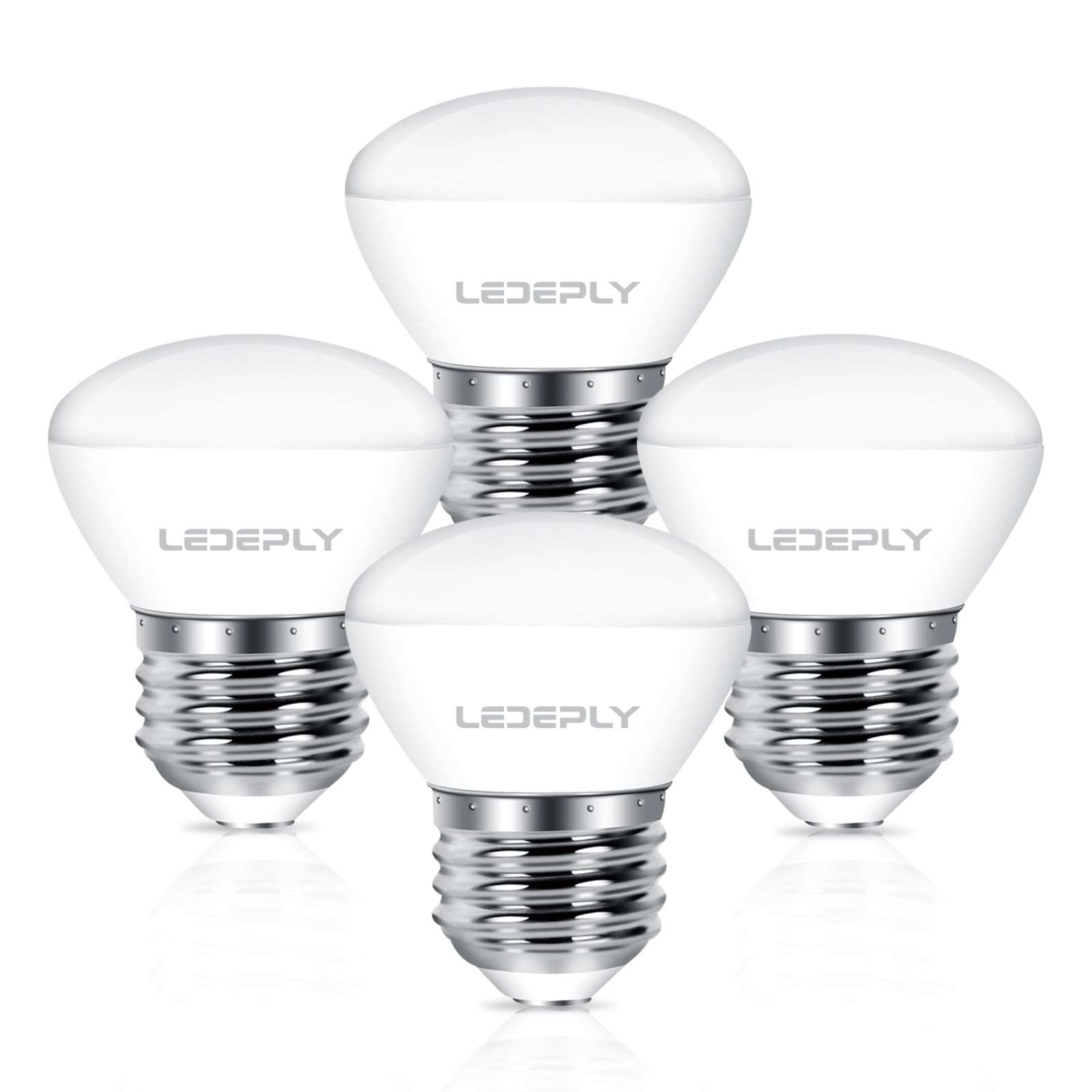 LEDEPLY R14 LED Bulb, 4W=40W, Dimmable, Medium E26 Base, Mini LED Reflector Floodlight Bulb, 400 Lumens, 2700K Warm White, 4 Pack 1
