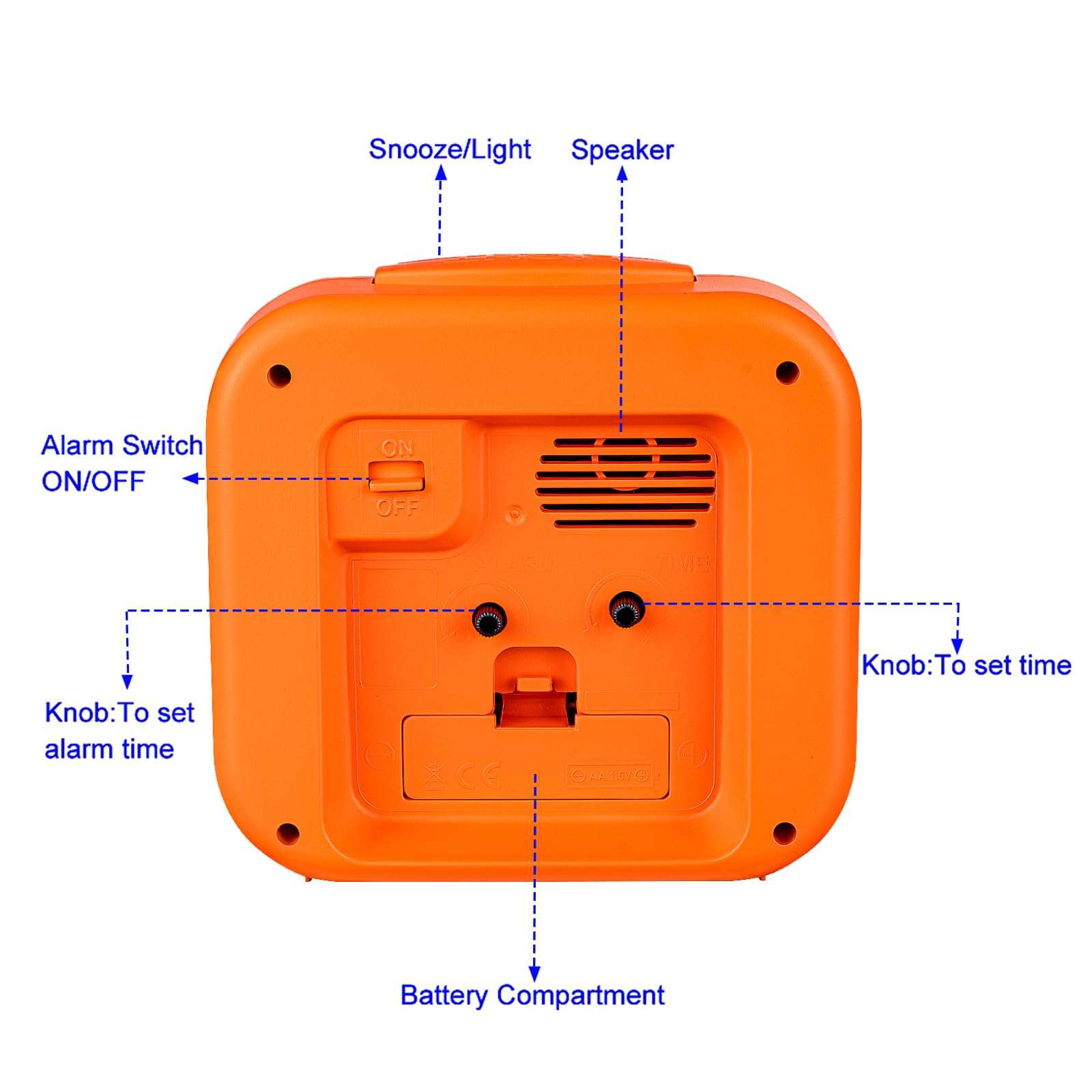 5.5" Extra Large Analog Alarm Clock Silent Non Ticking,Glow in Dark dial, Gentle Wake, Beep Sounds, Increasing Volume, Battery Operated Snooze and Manual Light, Easy Set (Best for Elder) 4