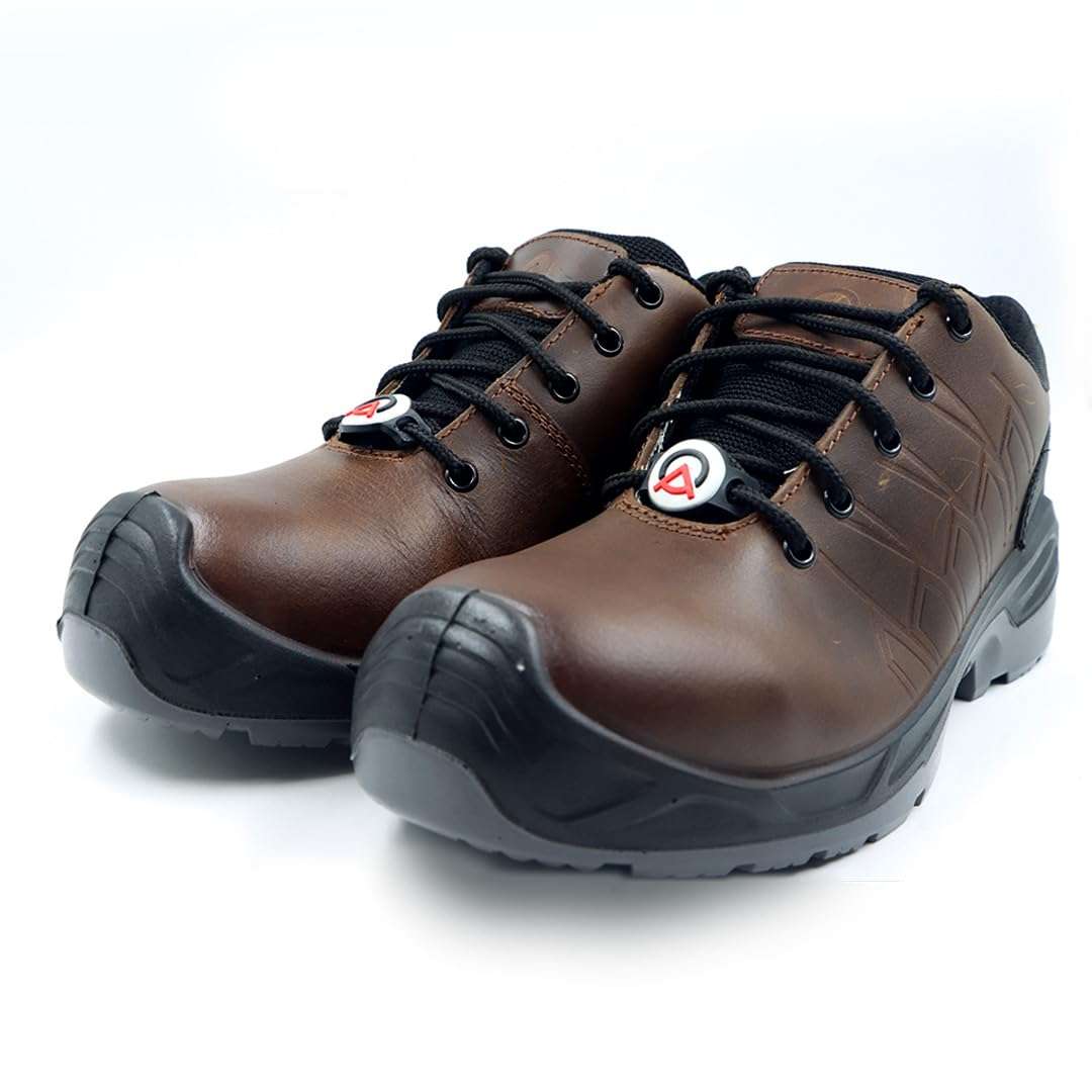 ACME Delamar Safety Shoe - C.T Upper Buffalo Dark Taupe Waxy Black Creay Leather DIP (UK Footwear Size System, Adult, Men, Numeric, Medium, 8) 4