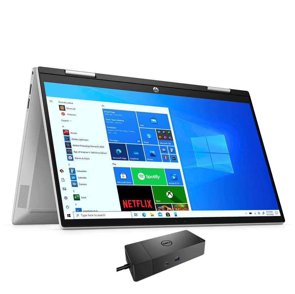 HP Pavilion x360 14t Home & Business 2-in-1 Laptop (Intel i5-1135G7 4-Core, 16GB RAM, 2TB PCIe SSD, Intel Iris Xe, 14.0" 60Hz Touch Full HD (1920x1080), Win 11 Home) with WD19S 180W Dock 1
