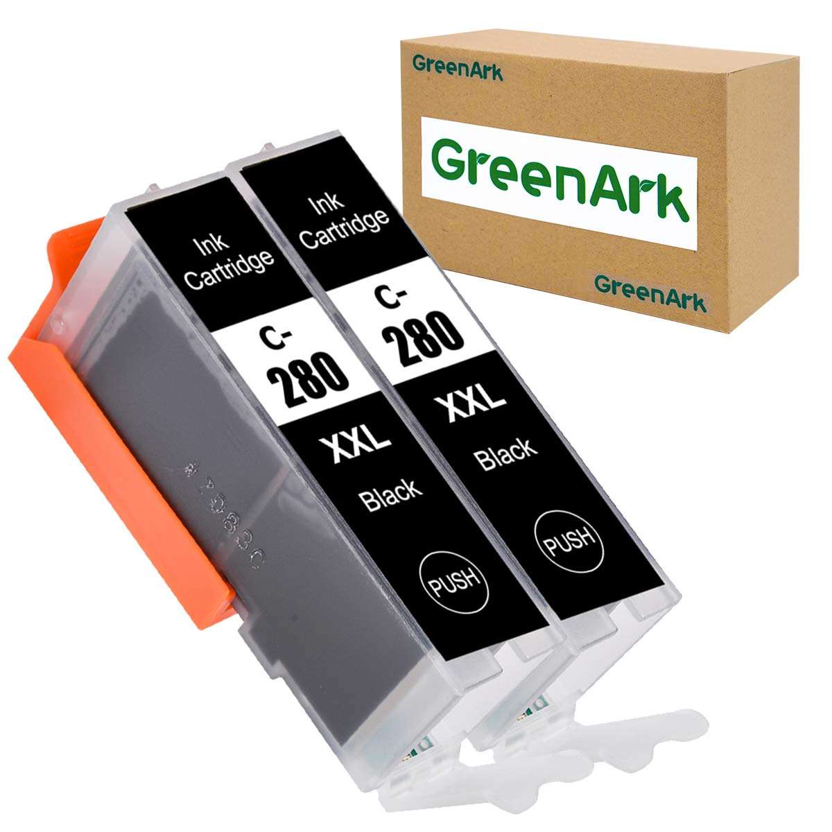 GREENARK Compatible Ink Cartridges Replacement for Canon c280xxl pg280 bk PGI-280 PGI-280XXL BK Black Ink Tank （2 Pack） Works for PIXMA TR7520 TR8520 TR8620 TS6120 TS6320 TS8220 TR8622 TS9120 Printers 1