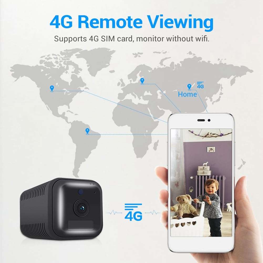 Smala 1 PCS Black G20 1080P Rechargeable Camera 4G Sim Camera PIR Alarm with Two Way Audio 5