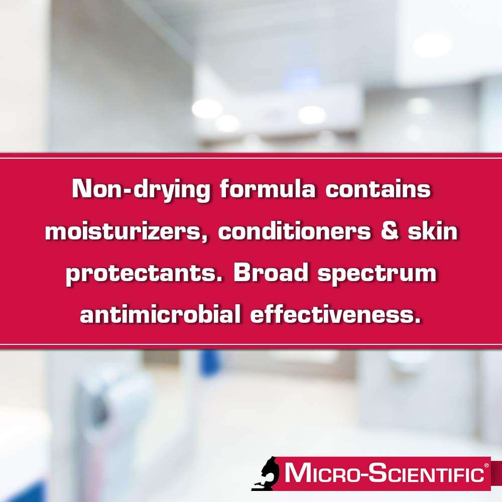 Micro-Scientific Antimicrobial Opti-Scrub Liquid Skin Cleanser for Hands, Body, Skin, Scalp - Broad Spectrum, Contains Moisturizers & Skin Protectants - 18oz Pump Bottles (2 PACK)… 4