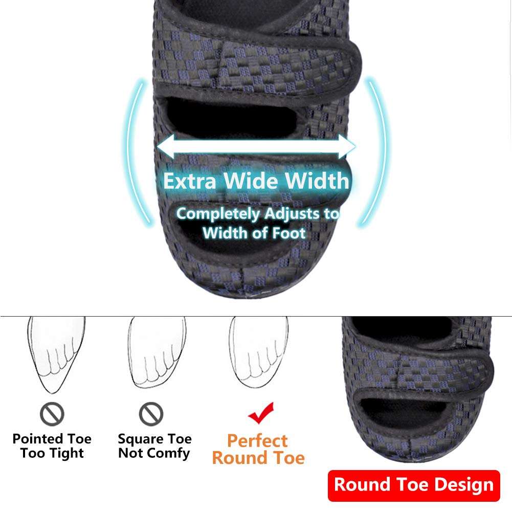 MEJORMEN Womens Diabetic Slippers Swollen Feet Adjustable Touch Close Strap Edema House Shoes Sandals Comfortable Extra Wide Fit Footwear Relief for Arthritis Mother Elderly Indoor Outdoor 3