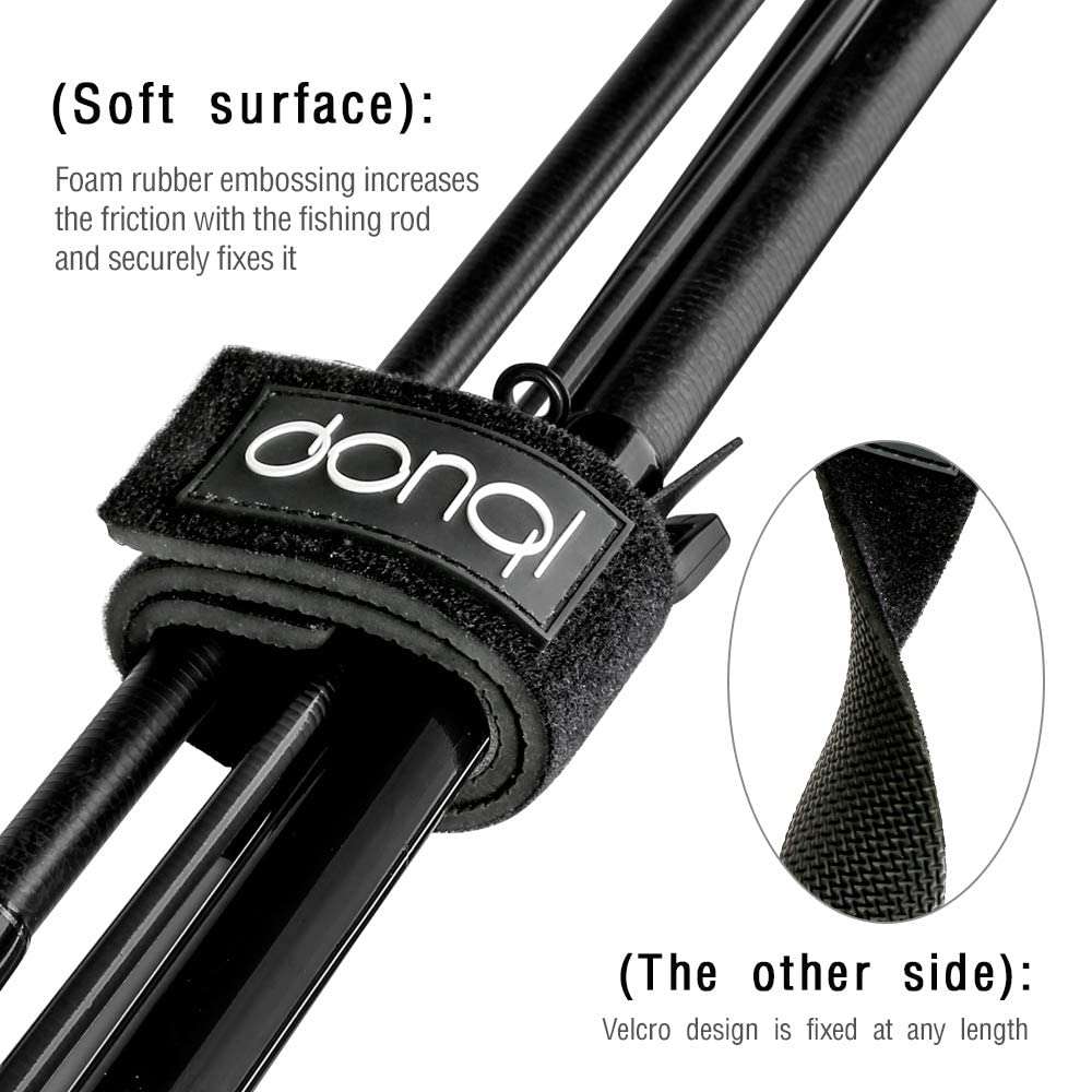 DONQL Fishing Rod Holder Belt, Durable Fishing Rod Carry Straps Adjustable Length 30-54 Inch Fishing Poles Holder Strap Rod Shoulder Belt Travel Tackle Carrier for Freshwater Saltwater, Black 4