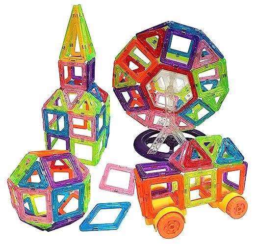 GoldiMec 86 Pcs Mag-Magic DIY Magnetic Designer Construction Set Model and Building Toy Plastic Magnetic Blocks Educational Toys for Kids 1