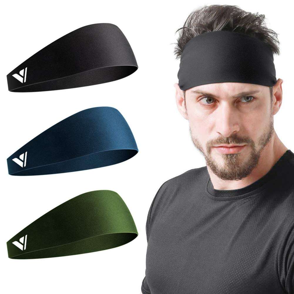 Vgogfly Sweat Headbands for Men Sweatbands for Mens Headband Running Sweat Bands Headbands Men Workout Sports Hairband for Men Thin Fitness Gym Yoga Men Headband Black Blue Army Green