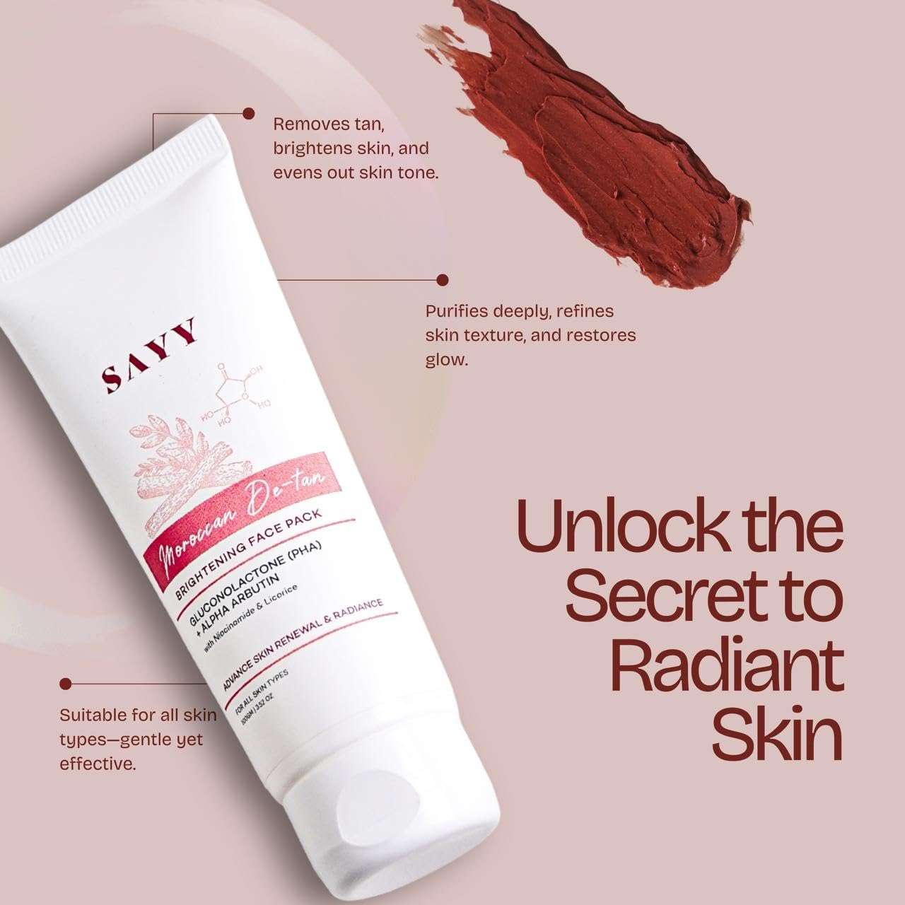 SAYY Moroccan DeTan Brightening Face Pack for Advance Skin Renewal Radiance Clay Mask (1) 6