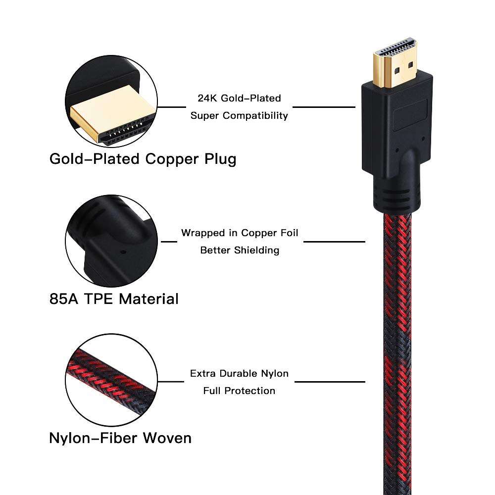 SHULIANCABLE HDMI Cable, Supports 1080p, UHD, FHD, 3D, Ethernet, Audio Return Channel for Fire TVHDTV/Xbox/PS3 (3Ft/1M) 2