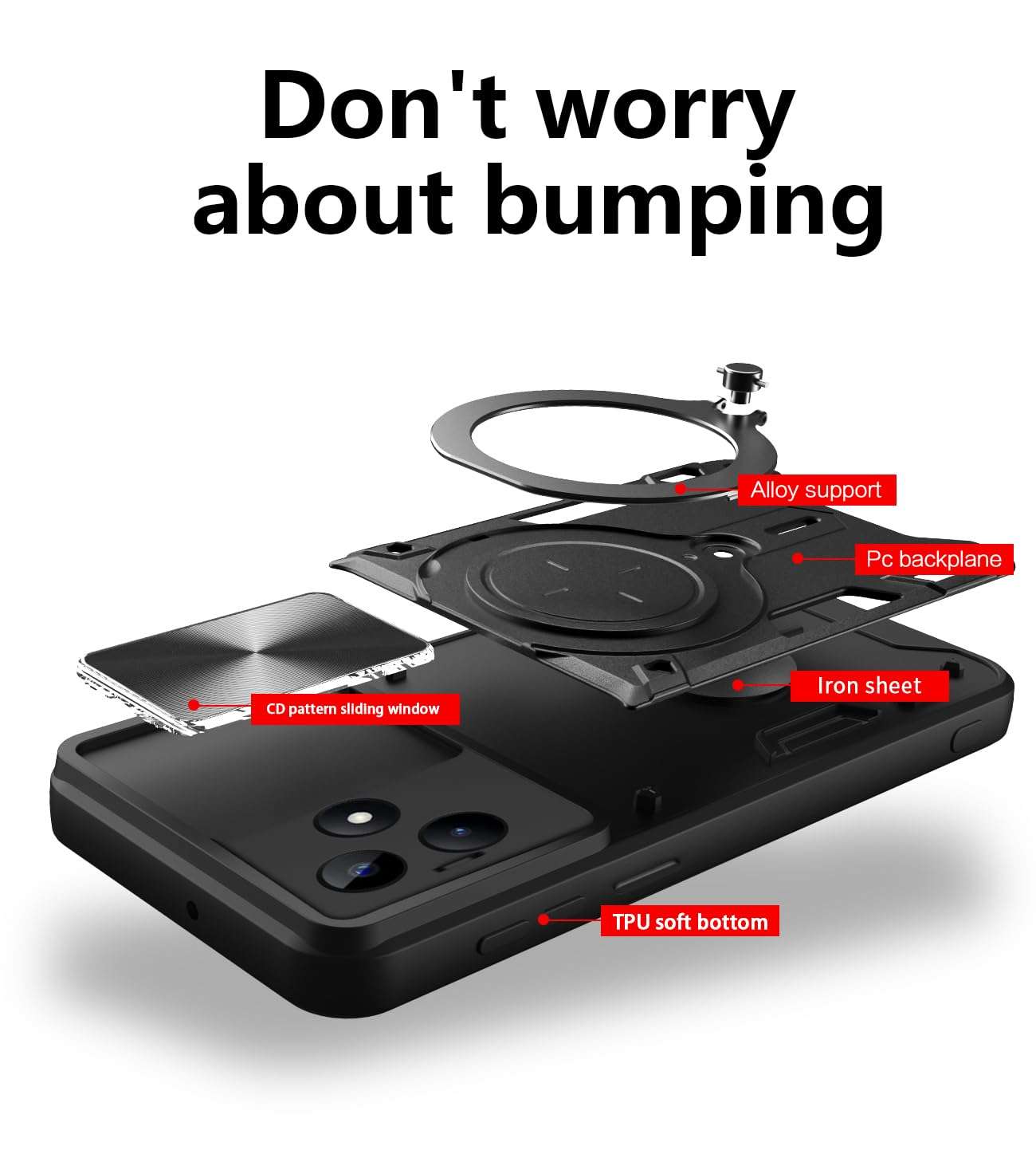 Kukoufey Compatible with Infinix Hot 30 4G Case,with Slide Camera Lens Cover Compatible with Infinix Hot 30 4G X6831 Case Black 3