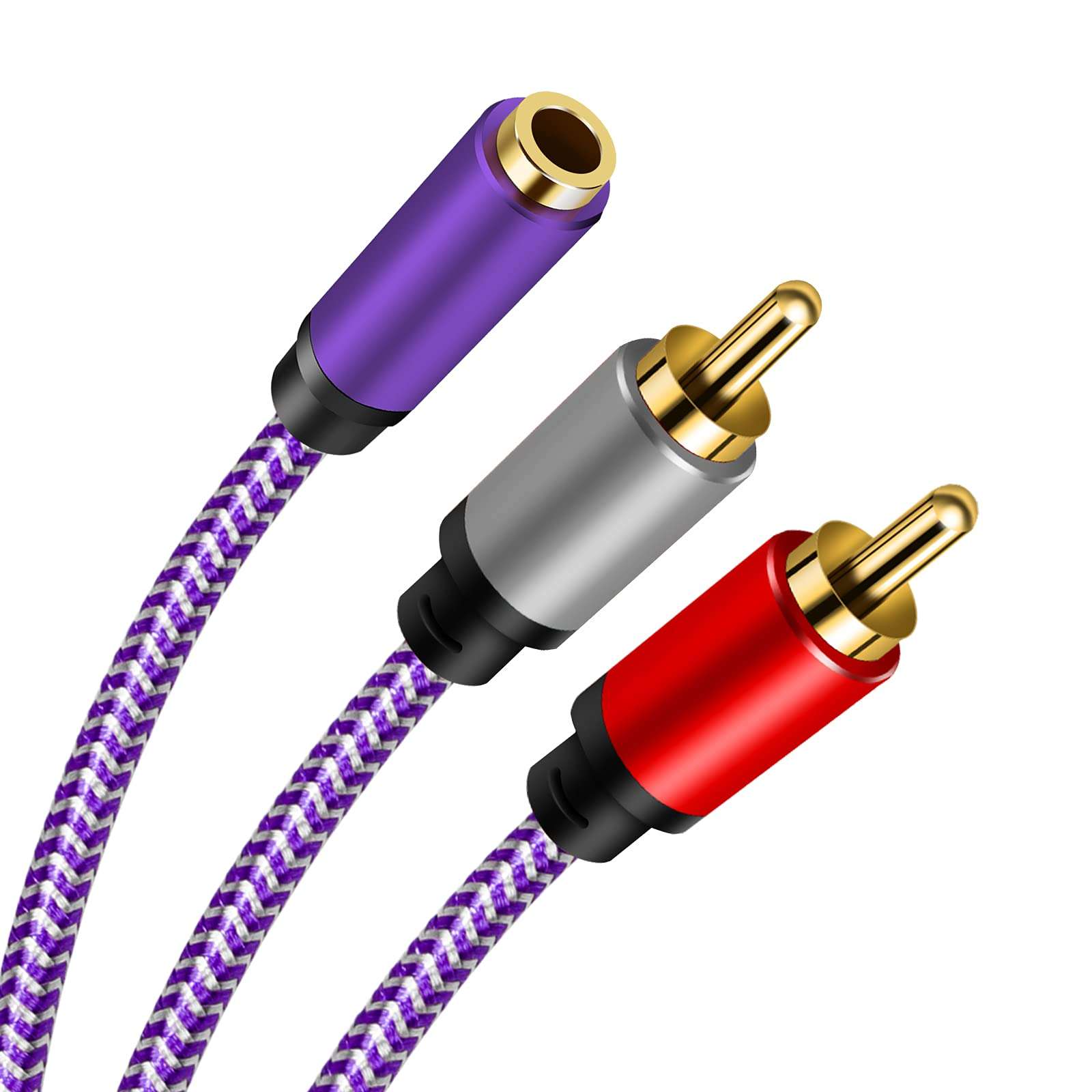 TanGuYu 3.5mm to RCA Cable, Nylon Braid 3.5mm Female to 2 RCA Male Stereo Audio Y Cable Adapter Gold Plated Compatible for Smartphones MP3 Tablets Home Theater (3Ft) 1