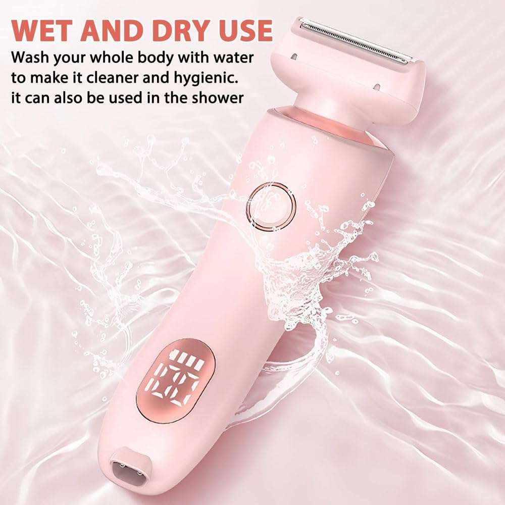 Omicove Goddess Glide Shaver, 2-in-1 Detachable and Replaceable Shaver Head, Wet and Dry Shaver, Shaver with Display (Pink) 4