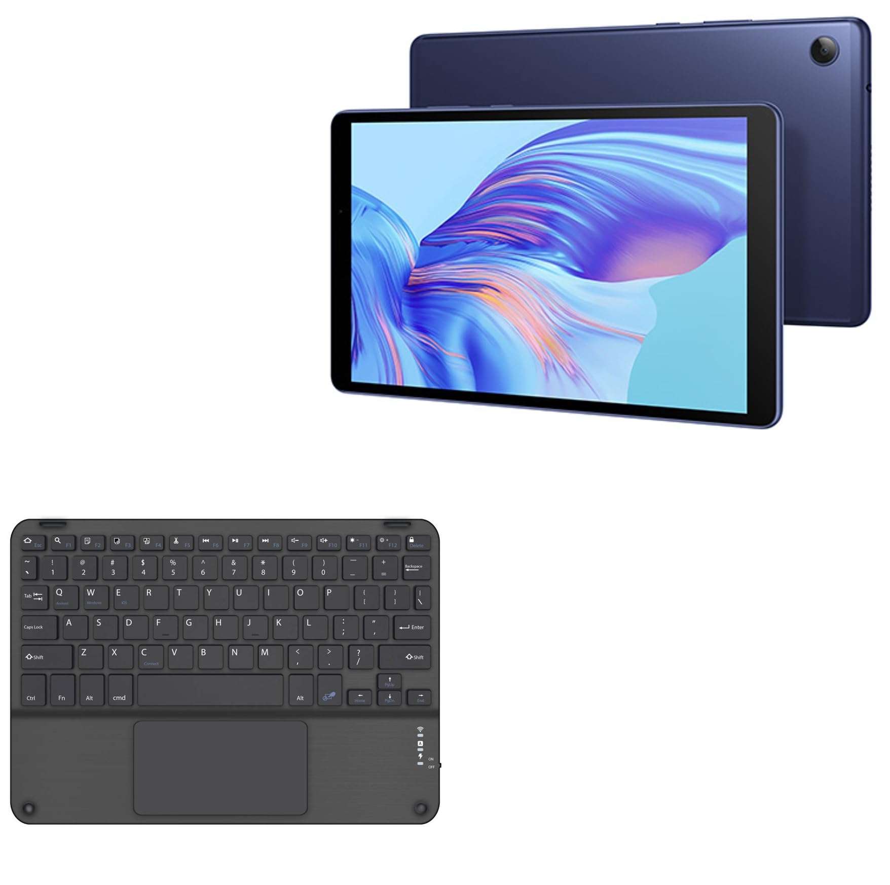 BoxWave Keyboard Compatible with Honor Tablet X7 - SlimKeys Bluetooth Keyboard with Trackpad, Portable Slim TouchPad - Jet Black 1