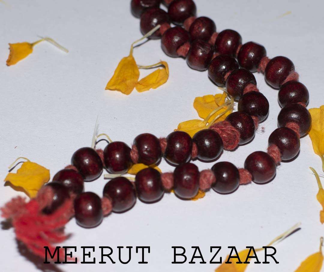 Meerut Bazaar Energized Pure Certified Lal/Rakt Chandan Mala/Red Sandalwood Garland 108+1 Beads for Puja Meditation/japa/Wearing and Hanuman/Durga/Kuber Pooja 4