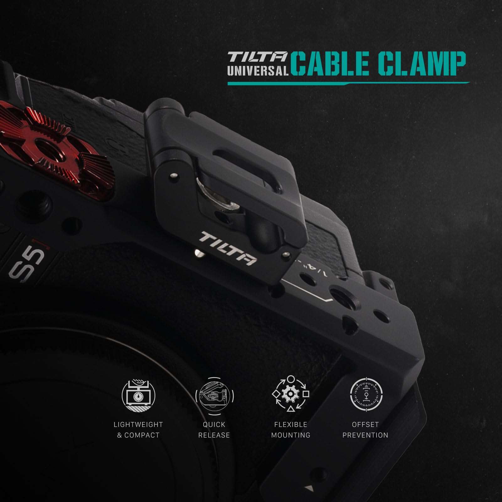 Tilta Universal Cable Clamp for HDMI/SDI/Microphone Cable (2pcs), DSLR Camera Cable Lock Mount Support 4-6mm Cables | TA-UCC-P-B 3