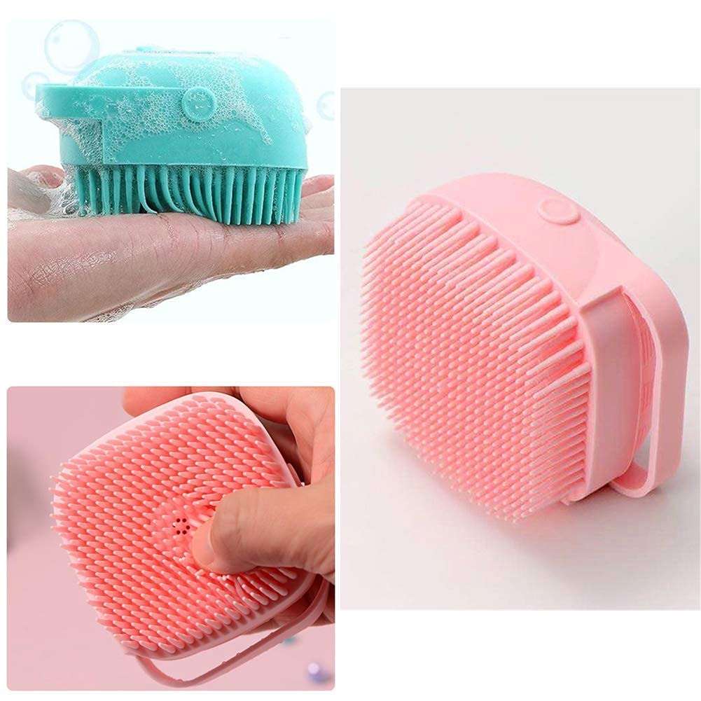 xivam zone Soft Silicone Bath Brush With Hooks Baby Showers silicon Cleaning Brushes Massage Skin Scrubber Can Fill Shampoo (MULTI COLOUR) (pack of 1) 4